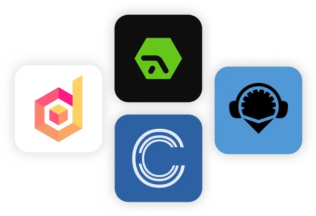 Banner showing four resource app icons